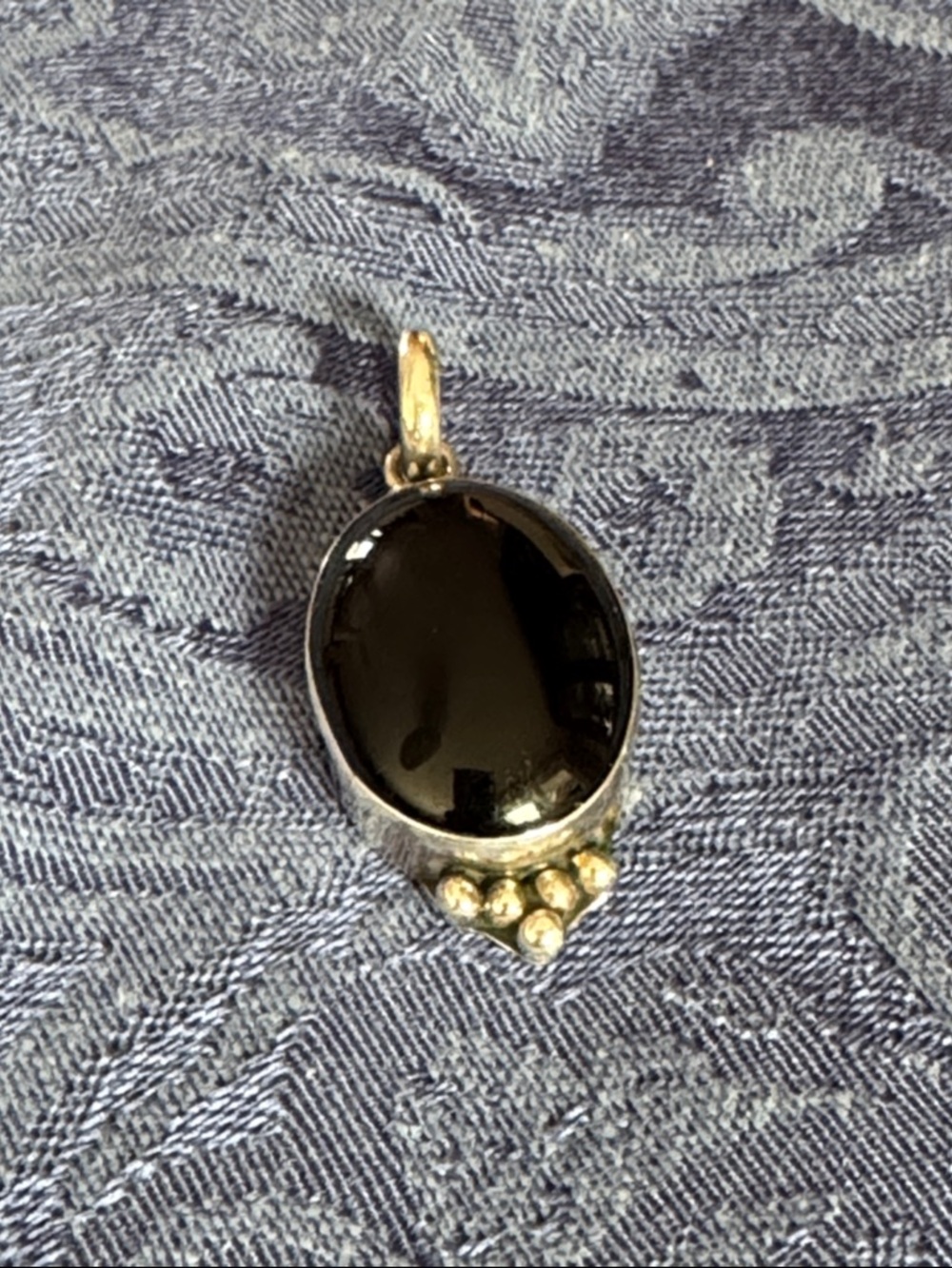 Sterling Silver Black Onyx Oval Pendant
